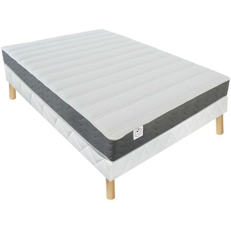 Ensemble sommier + matelas mousse HD + Mémoire de forme + tissu 3D respirant HEAVEN de DREAMEA - 160 x 200 cm