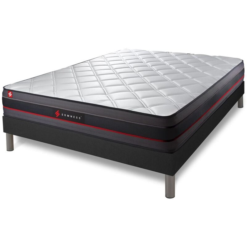 Somness - Ensemble matelas sommier Regen 140 x 190 cm - Couleur : Noir