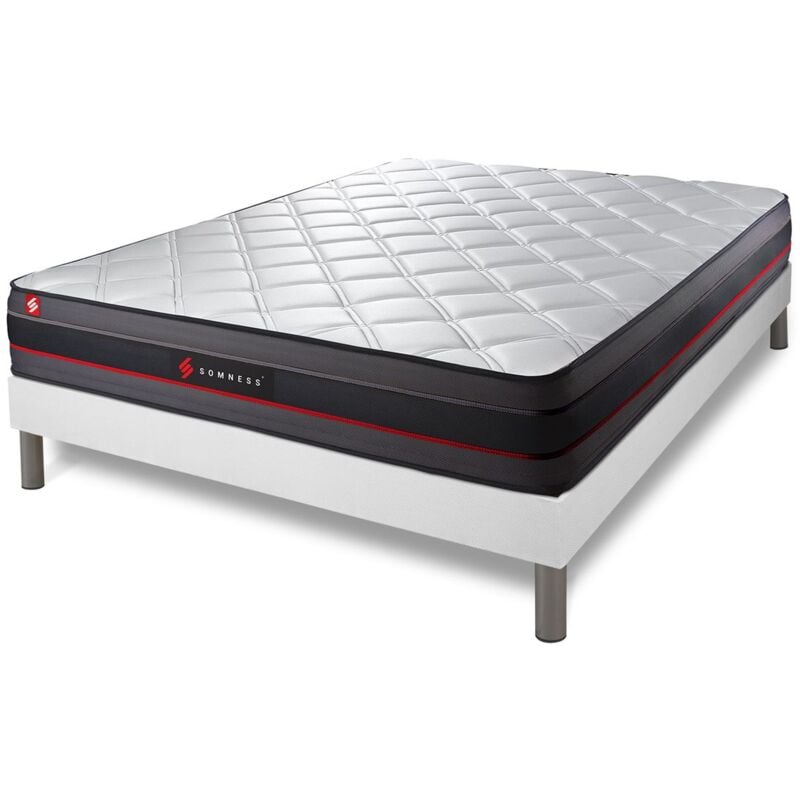 Somness - Ensemble matelas sommier Regen 160 x 200 cm - Couleur : Blanc