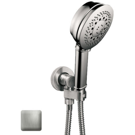 Ensemble sortie murale avec support orientable, flexible 150, douchette CLASSIC 3 jets Nickel satiné - Bossini C17003C094