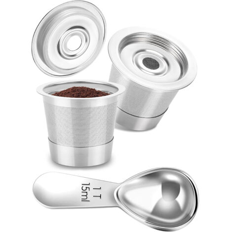 Ensemble standard deux pièces (tasse à filtre + cuillère)Filtre à café réutilisable en acier inoxydable pour capsules K-Cup et machines à café Keurig 1.0
