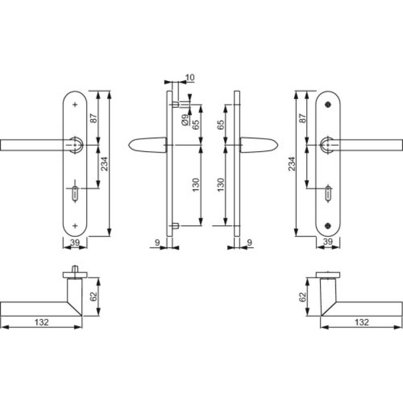 Hoppe - Ensemble Stockholm aluminium clé i aspect inox en boîte de 4