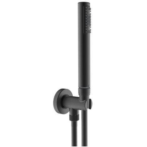 Ensemble support fixe avec prise d'eau, douchette et flexible noir mat BLACK & WHITE - BOSSINI C12002C073