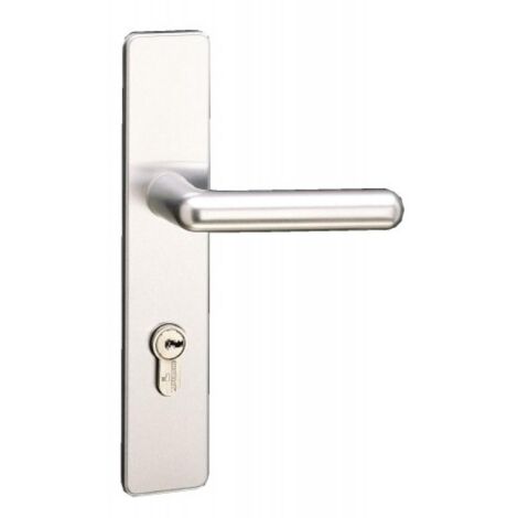 Ensemble sur grande plaque carrée en aluminium anodisé - Ton argent - GOLF cylindre rond Ø 26,5 mm - VACHETTE