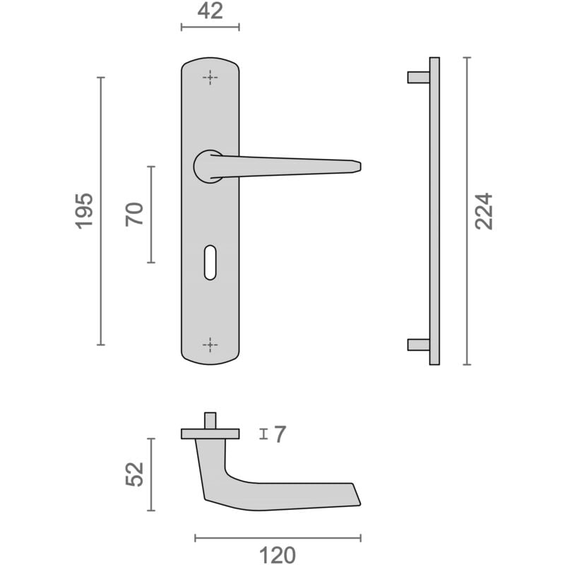 Heracles - Ensemble sur grandes plaques krom home entraxe de fixation 195mm clé l chromé B-KROM-03