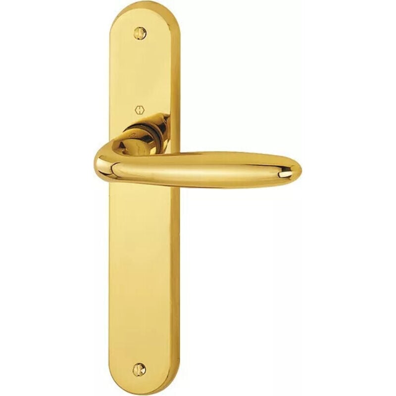 Ensemble sur plaque 234 x 41 mm en laiton poli - Pour porte épaisseur 33 à 46 mm - verona bec-de-cane Hoppe