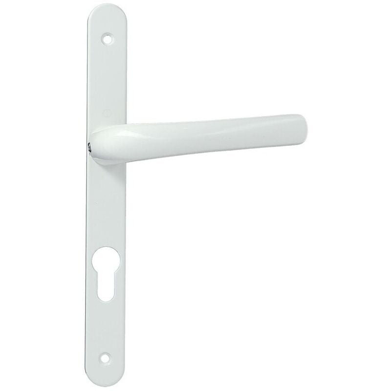 Ensemble sur plaque étroite 24 mm entraxe 70 mm - Epoxy blanc RAL 9010 - Saillie 53 mm - TOKYO clé I poignée palière - HOPPE