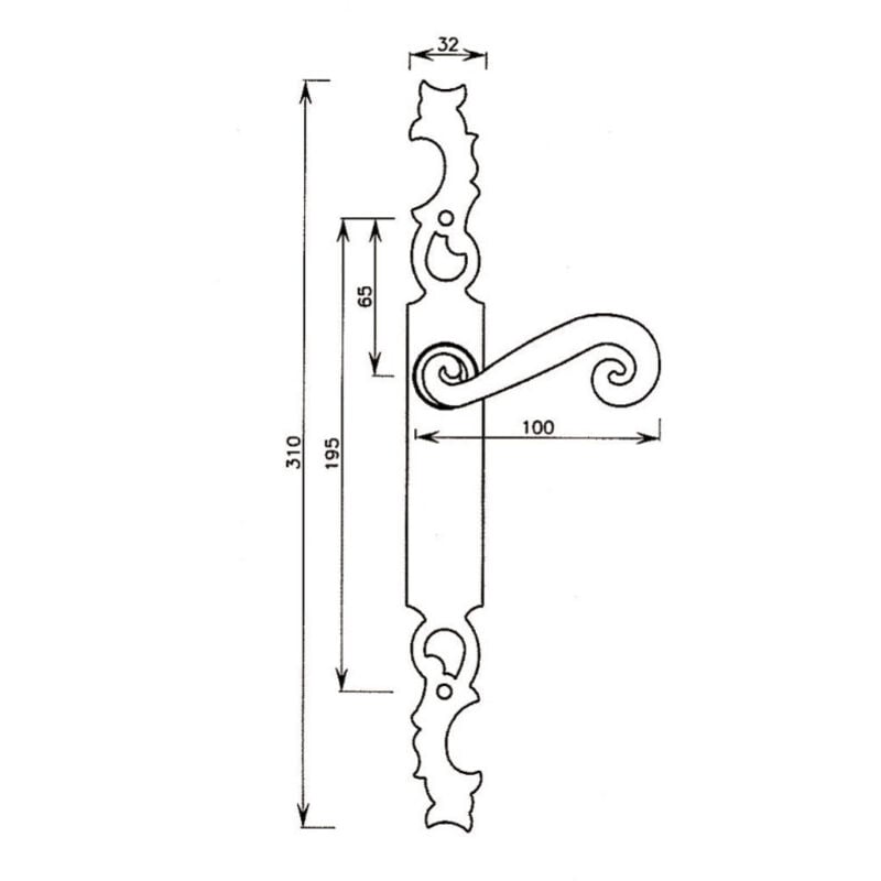 Bouvet - Ensemble sur plaque aquitaine bec de cane finition fer époxy noir ES45BB55J
