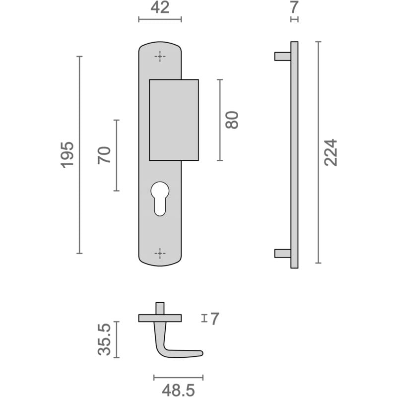 Heracles - Ensemble sur plaque salome home entraxe 195mm palière clé i noir B-SALOME-101