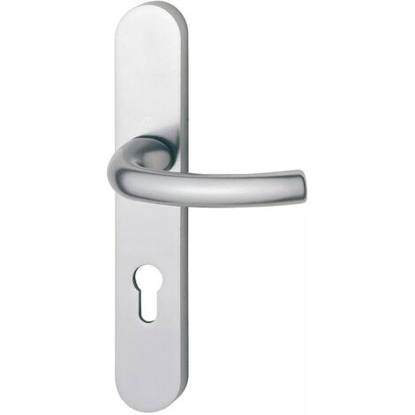 Ensemble sur plaque Tokyo pour porte extérieure Hoppe AG - Argent - Clé I - 58 à 62 mm