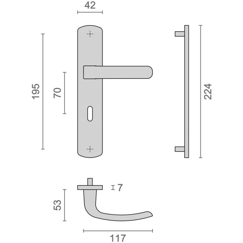 Ensemble sur plaque ELFE entraxe 195mm clé L noir mat - HERACLES - B-ELFE-06