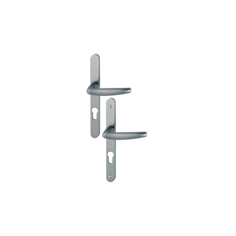 Ensemble sur plaques étroites 1530/300L argent - Section carré : 7 mm - Épaisseur de porte : 68/77 mm - Fonction : clé I plaque étroite - Saillie