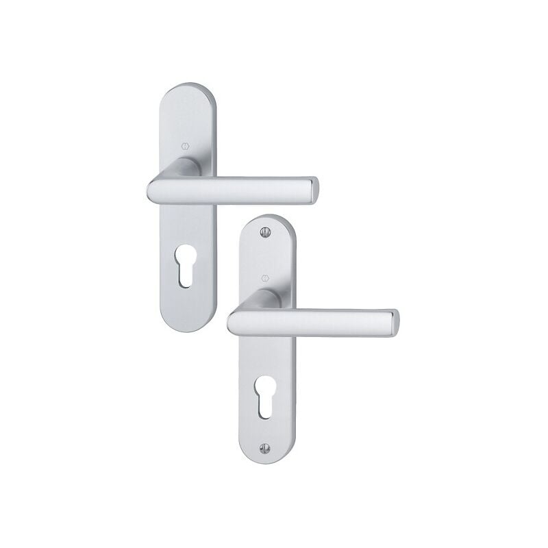 Hoppe - Ensemble sur plaques Ligne Hambourg entraxe 165 mm carré de 7 mm pour porte ep 38-47 mm finition argent F1 clé i