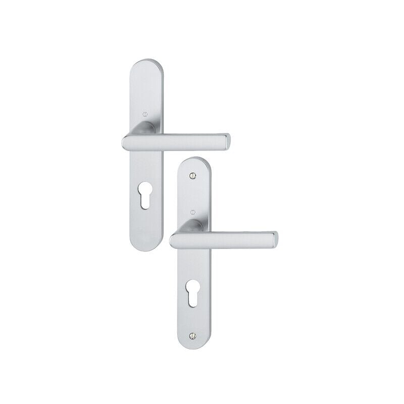 Hoppe - Ensemble sur plaques Ligne Hambourg entraxe 195 mm carré de 7 mm pour porte ep 38-47 mm finition argent F1 clé i