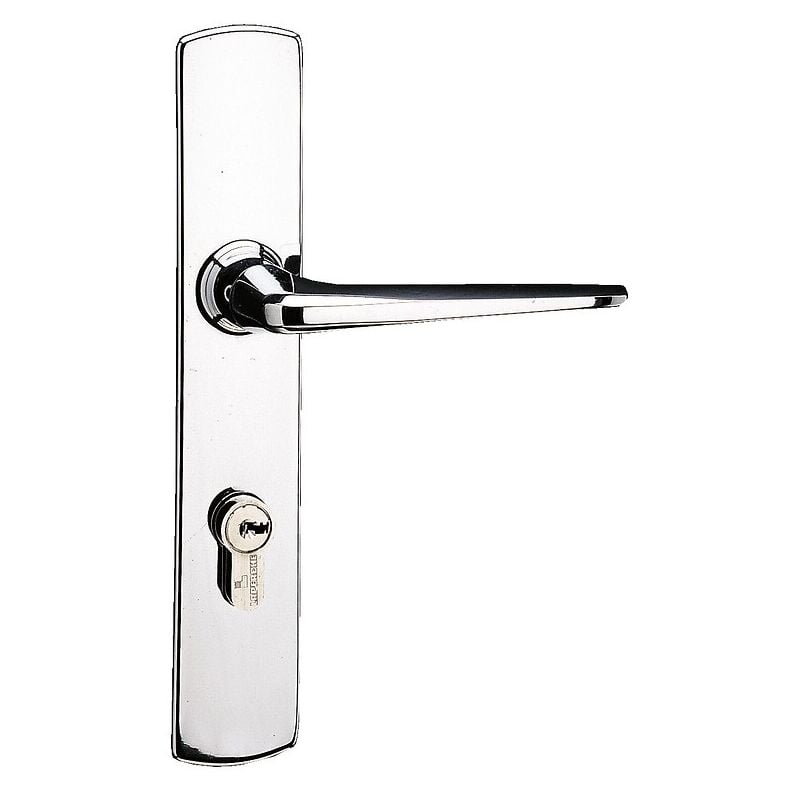 Vachette - Ensemble sur plaques Riv-Bloc zamak chromé, entraxe 72 carré 8 mm, clé i