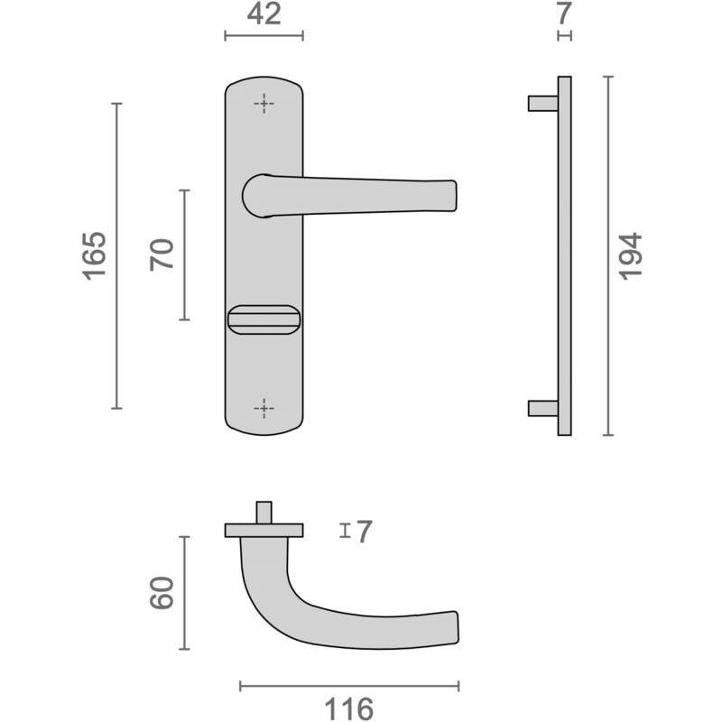 Heracles - Ensemble sur plaques salome home entraxe 165mm bec de cane à condamnation F9 inox B-SALOME-38
