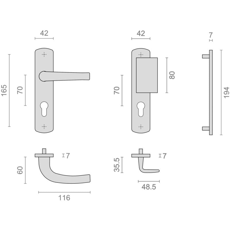 Ensemble sur plaques SALOME HOME entraxe 165mm palière clé I F9 - HERACLES - B-SALOME-39