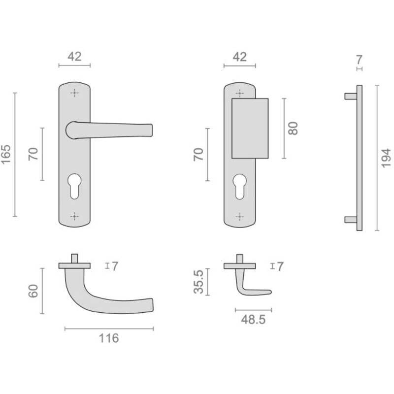 Heracles - Ensemble sur plaques salome home entraxe 165mm palière clé i argent B-SALOME-40