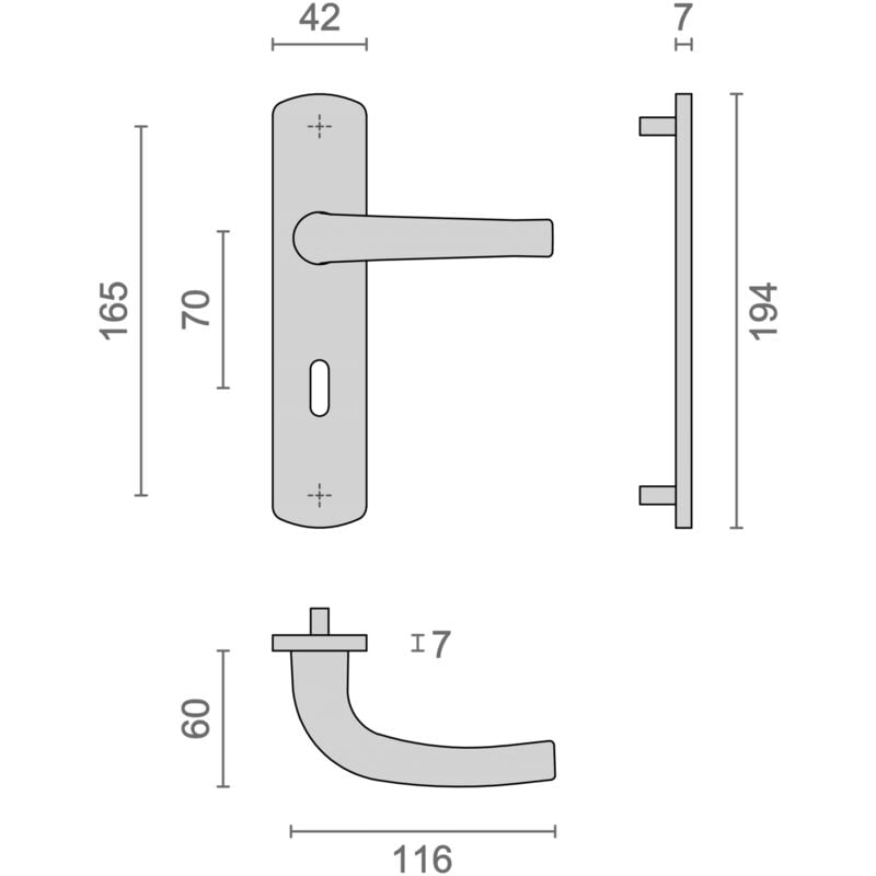 Heracles - Ensemble sur plaques salome home entraxe 165mm clé l F9 inox B-SALOME-36