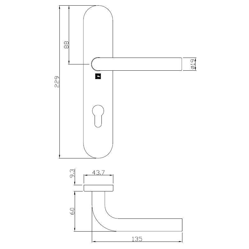 Ensemble sur plaques jade série 1194 type clé i finition inox Heracles B-INOX-SP08