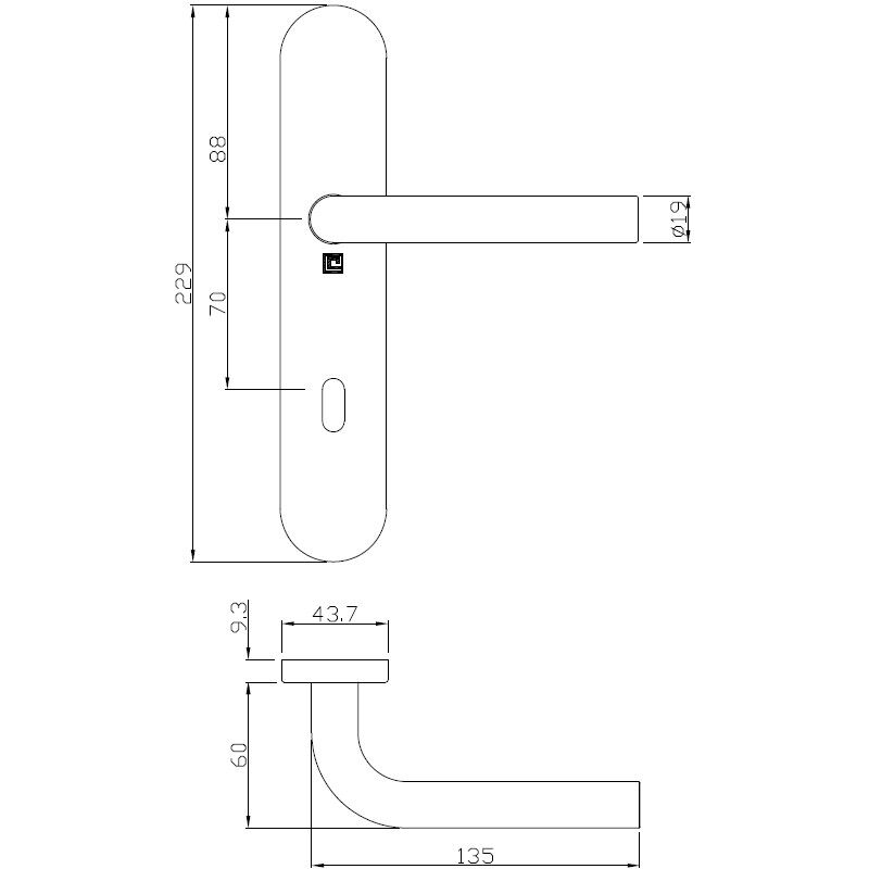Ensemble sur plaques jade série 1194 type clé l finition inox Heracles B-INOX-SP07