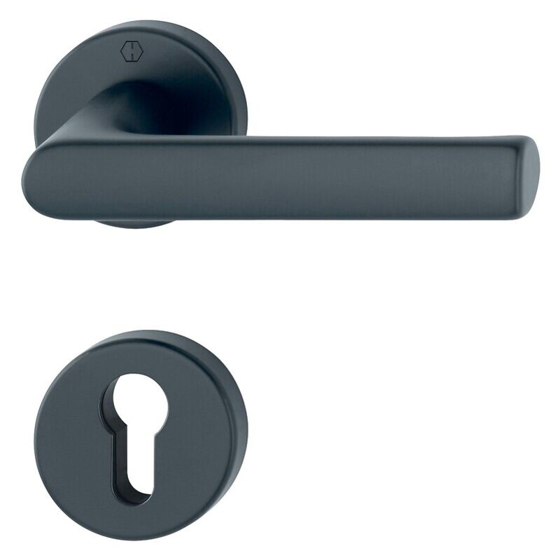 Ensemble sur rosaces Ligne Hambourg carré de 7 mm pour porte ep 35-45 mm finition argent F1 clé I - HOPPE