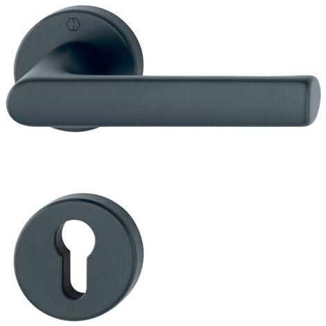 Ensemble sur rosaces Ligne Hambourg carré de 7 mm pour porte ep 37-42 mm finition aspect inox F9 bec-de-cane - HOPPE