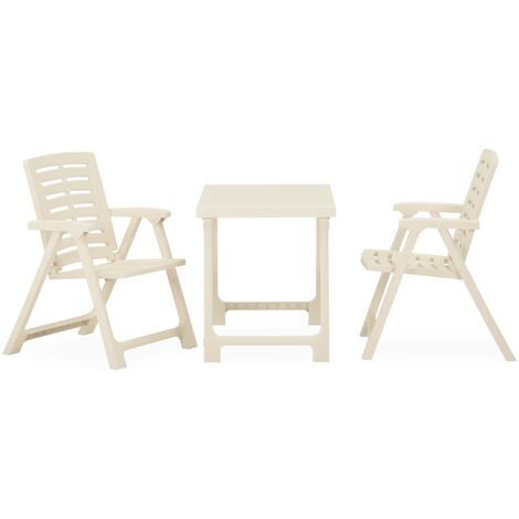 Ensemble Table + 2 chaises de bistro pliable, Set bistrot, Ensemble repas de jardin, Plastique Blanc OIB2853E - Blanc