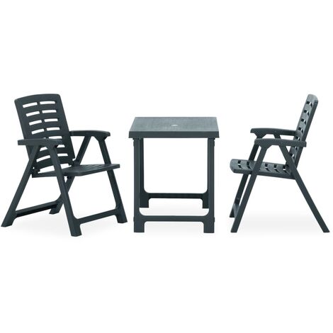 Ensemble Table + 2 chaises de bistro pliable, Set bistrot, Ensemble repas de jardin, Plastique Vert OIB5572E - Vert