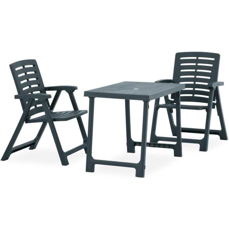 Design In - Ensemble Table + 2 chaises de bistro pliable - Table à manger avec Chaises Plastique Vert BV329017