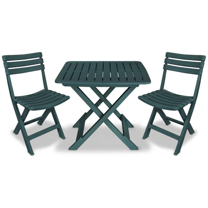 Ensemble Table + 2 chaises de bistro pliable - Table à manger avec Chaises Plastique Vert BV873772 Bonnevie