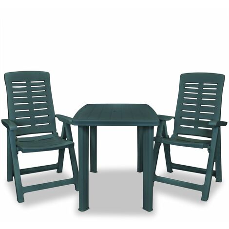 Ensemble Table + 2 chaises de bistro, Set bistrot, Ensemble repas de jardin, Plastique Vert OIB9706E - Vert