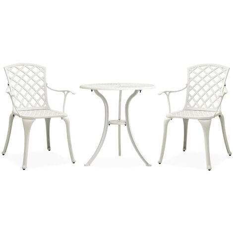 Ensemble Table + 2 chaises de bistro - Table à manger avec Chaises Aluminium coulé Blanc BV780827 - BonneVie