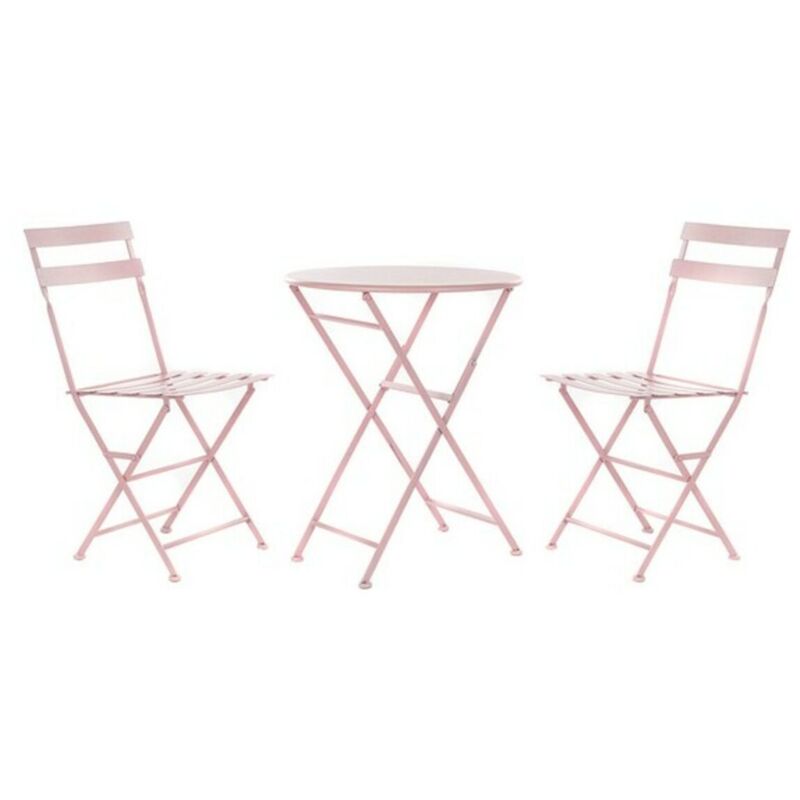 Set oftable avec 2 chaises Dkd Home Decor mb-177410 rose 60 x 60 x 75 cm (3 pcs)
