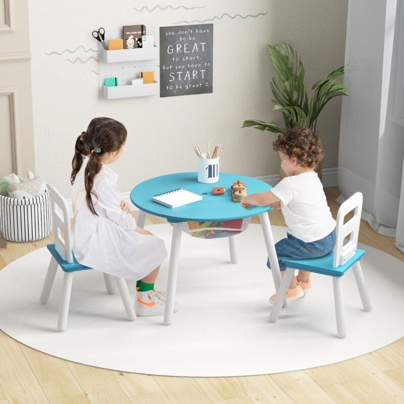 Ensemble Table 2 Chaises Espace Rangement Jouets 3-7 ans Vert CW70908