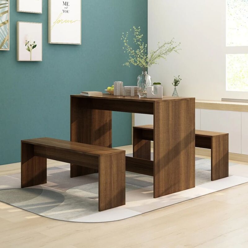 Ensemble Table + 2 chaises - Table à manger avec Chaises Chêne marron Aggloméré BV737448