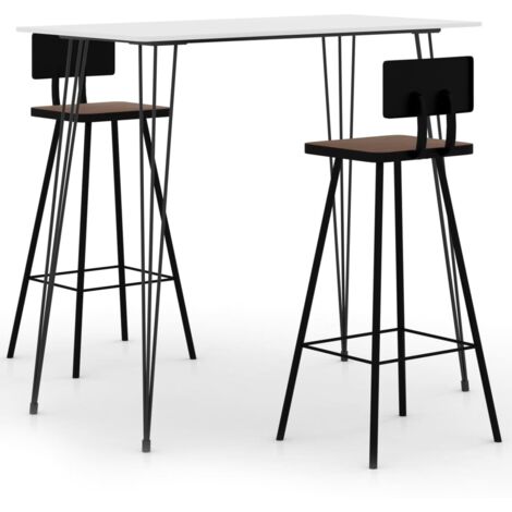 Ensemble Table + 2 Tabourets de bar  Table haute et bar Blanc 22158