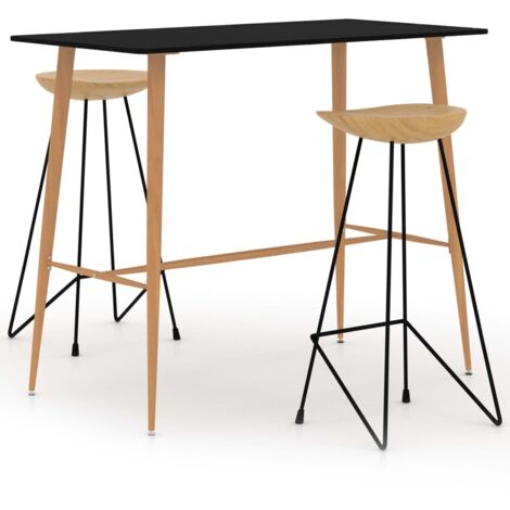 Ensemble Table + 2 Tabourets de bar  Table haute et bar Noir 97242