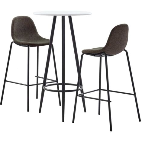 Ensemble Table + 2 Tabourets de bar  Table haute et bar Tissu Gris foncé 13951