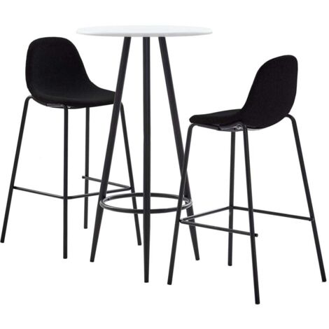 Ensemble Table + 2 Tabourets de bar  Table haute et bar Tissu Noir 13963