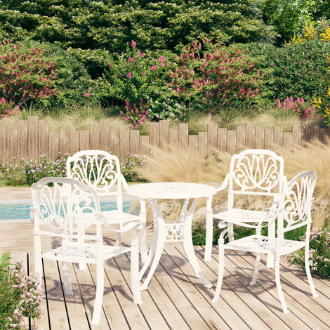 Ensemble Table + 4 chaises de bistro - Table à manger avec Chaises Aluminium coulé Blanc BV955856 - BonneVie