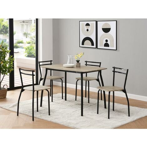 Ensemble table 4 chaises