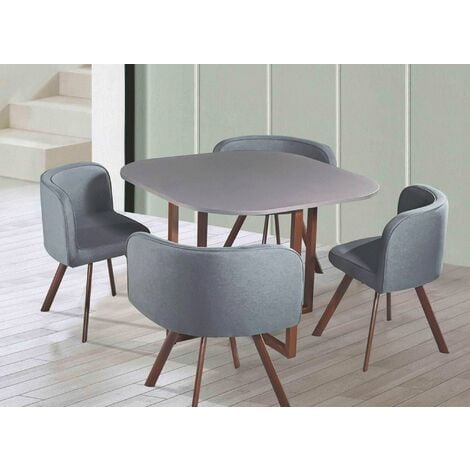 Ensemble table + 4 chaises encastrables gris FLEN - gris