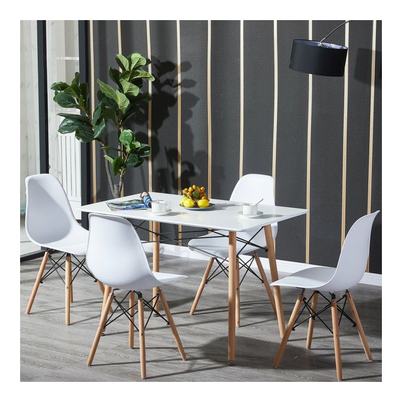 Ensemble table à Manger +4 Blanc chaises Design Scandinave