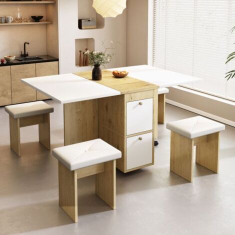 Ensemble table à manger 4 chaises pliable extensible cuisine salle à manger