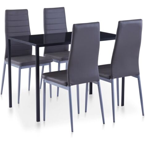 Ensemble Table à manger avec 4 chaises / Ensemble de salle à manger 5 pcs Gris