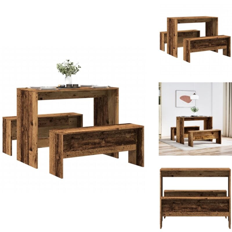 Vidaxl - Ensemble table à manger et bancs 3 pcs bois d'ingénierie - Ensemble De Table à Manger Et Bancs - Ensembles De Tables à Manger Et Bancs