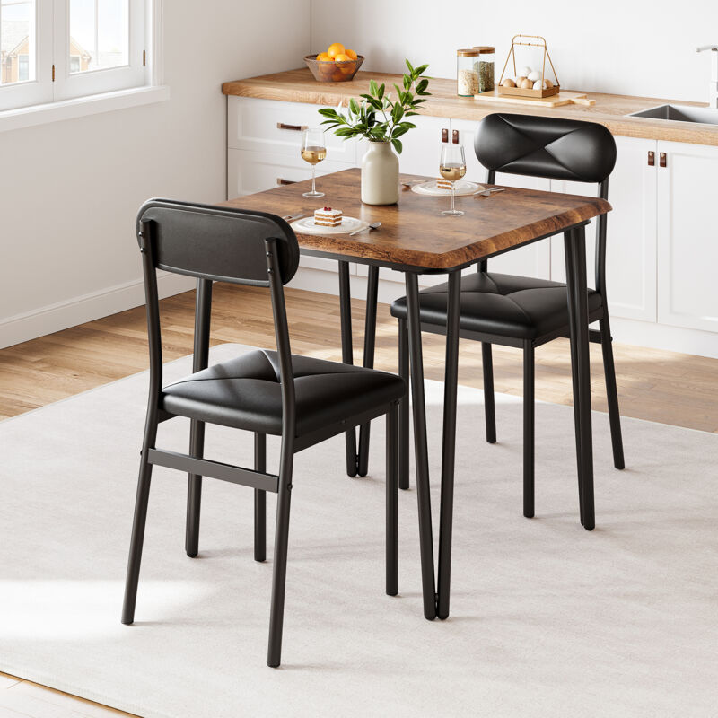 Hoerfuriy - Ensemble Table avec 2 chaises chêne clair mdf métal laqué Ensemble 3 pièces pour salle à manger cuisine