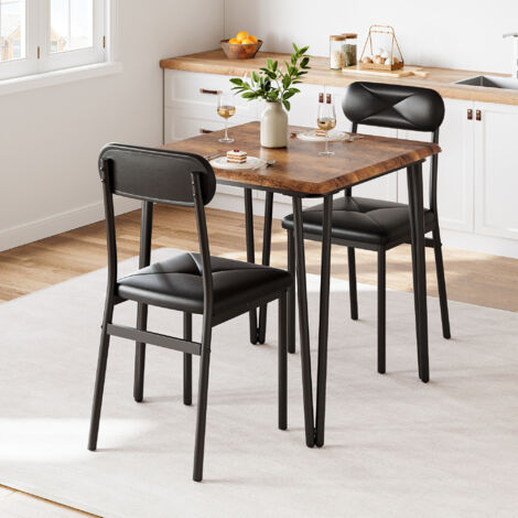 Ensemble Table avec 2 chaises chêne clair MDF métal laqué Ensemble 3 pièces pour salle à manger cuisine