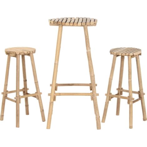 Ensemble table bar bambou ambiance tropicale terrasse jardin - Bambou naturel clair
